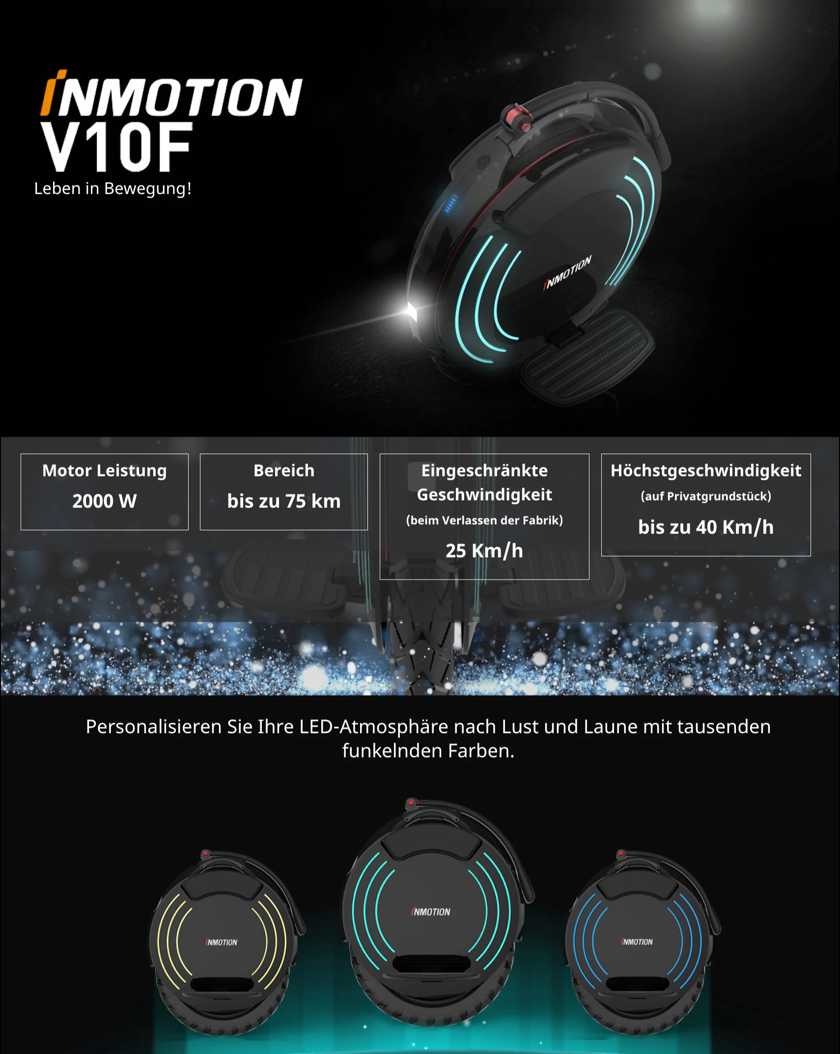 Inmotion V10F Elektrische Einräd