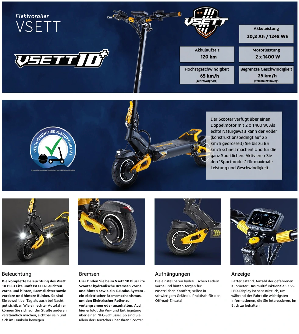 elektroroller vsett 10 plus lite