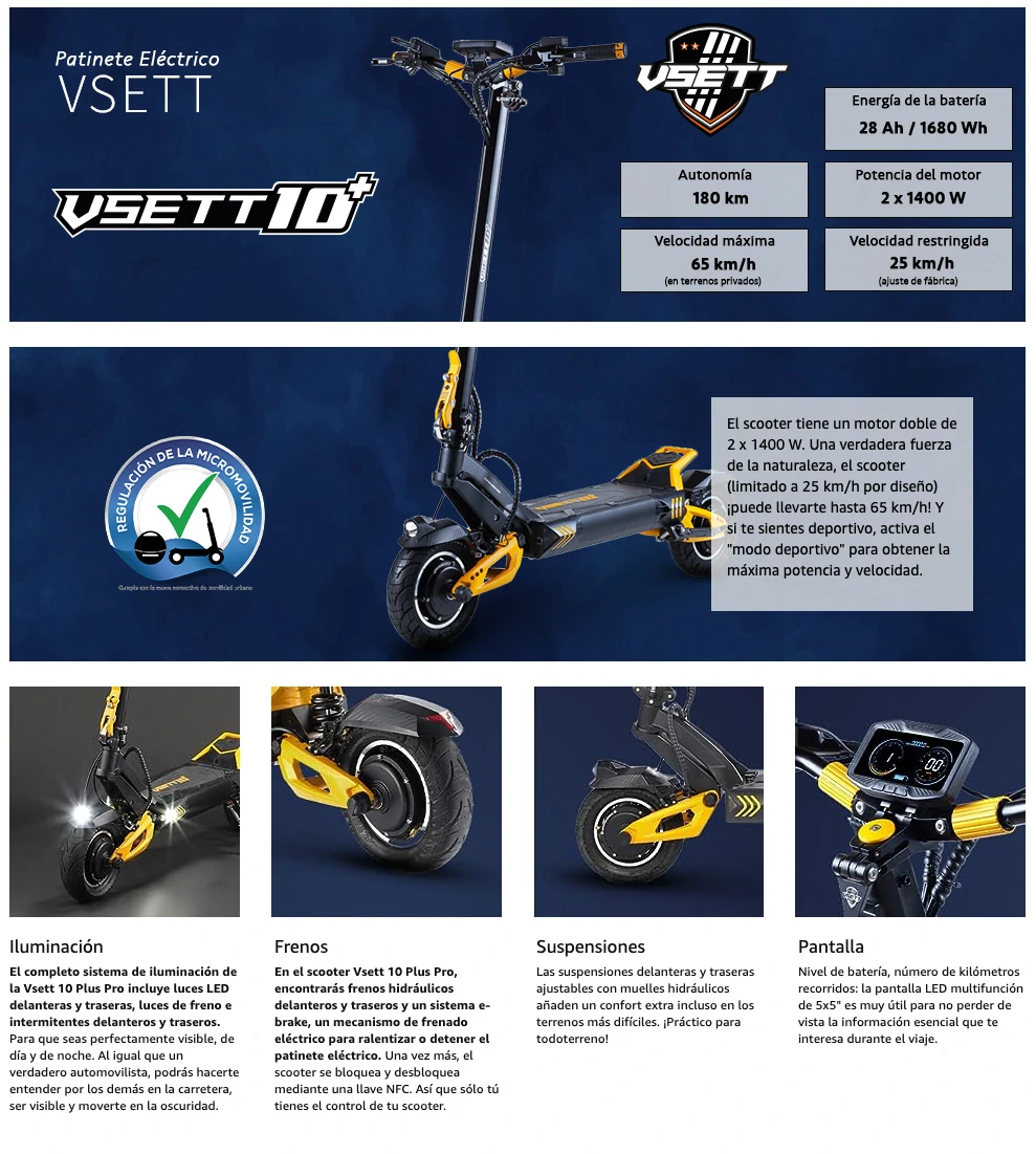 scooter electrico vsett 10 plus pro