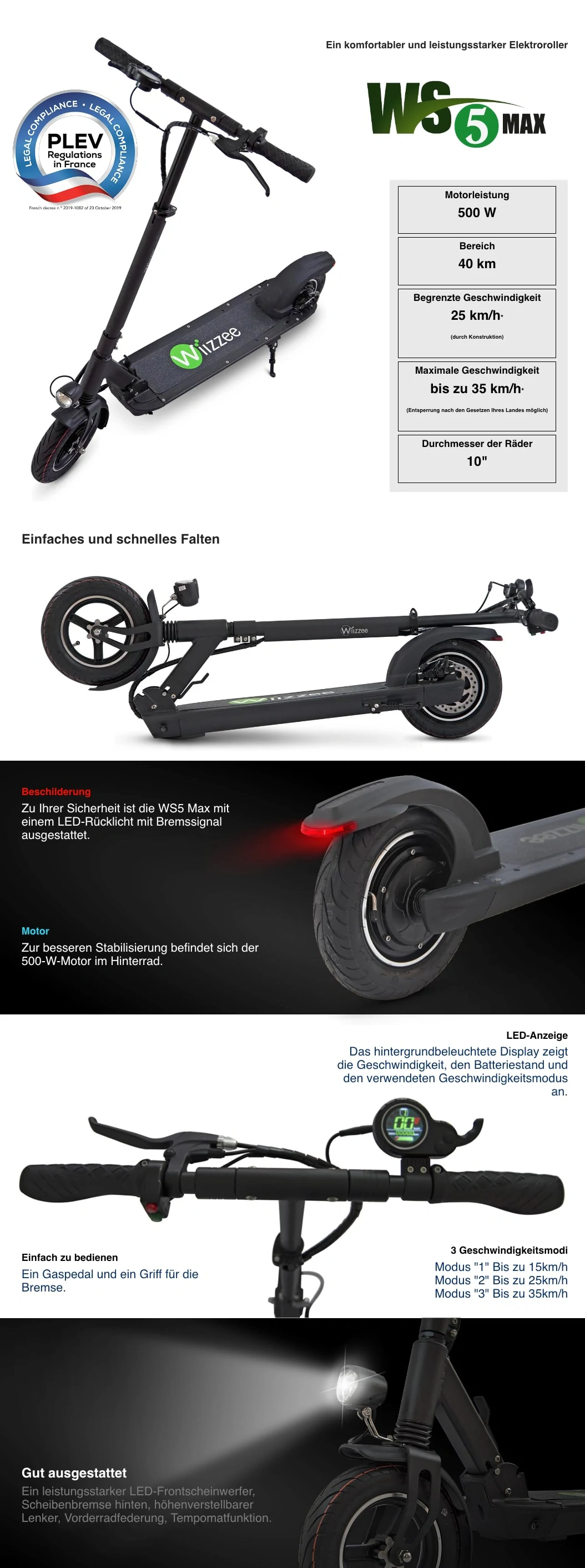 Elektroroller Wiizzee WS5 Max