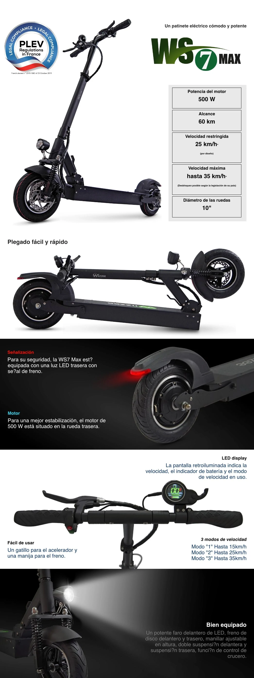 Patinete electrico Wiizzee WS7 Max